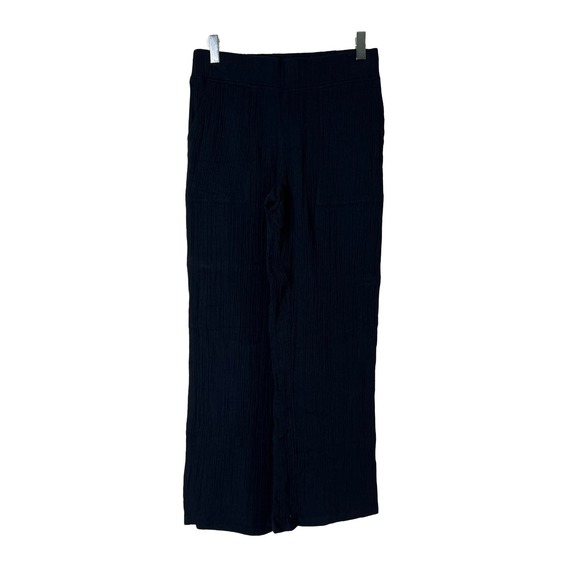 A500275 LOGO Lori Goldstein Beach to Street Cotton Gauze Pants Black Petite XXS - Picture 1 of 6